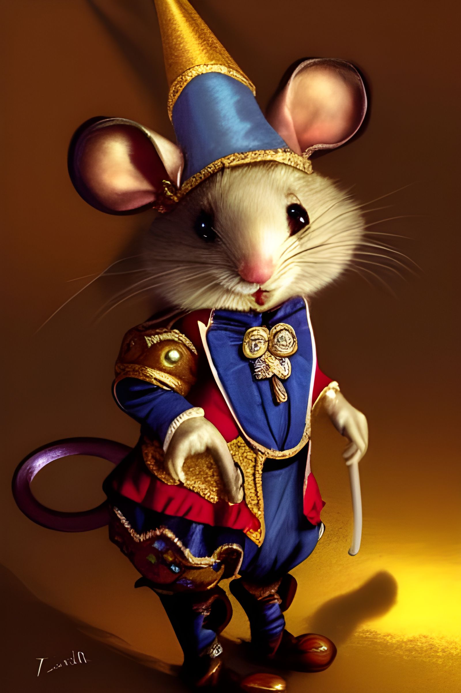 Victorian Mouse Jester in Circus, Glittering Artstation Styl...