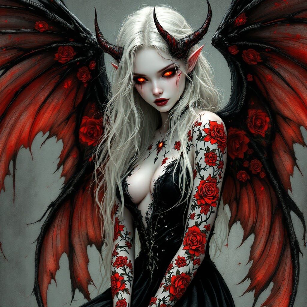 Gothic Fairy in Crimson Velvet