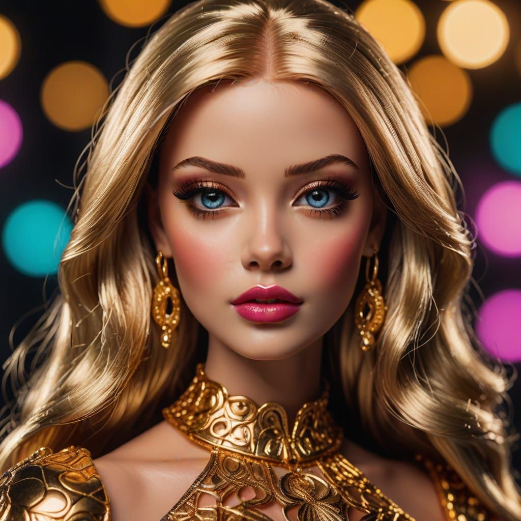 Glamorous Barbie Portrait in Vibrant Colors