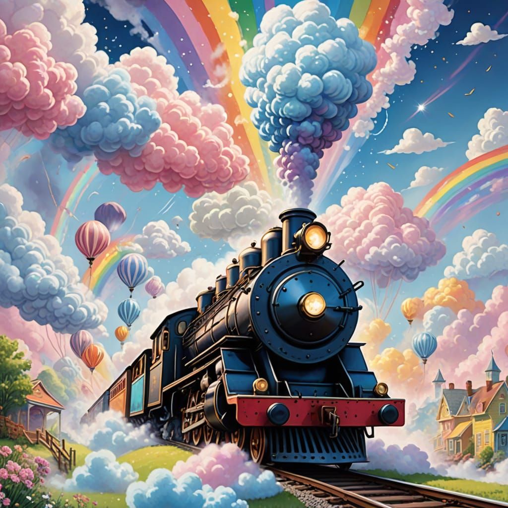 Magical Railroad Whimsy in Pastel Hues