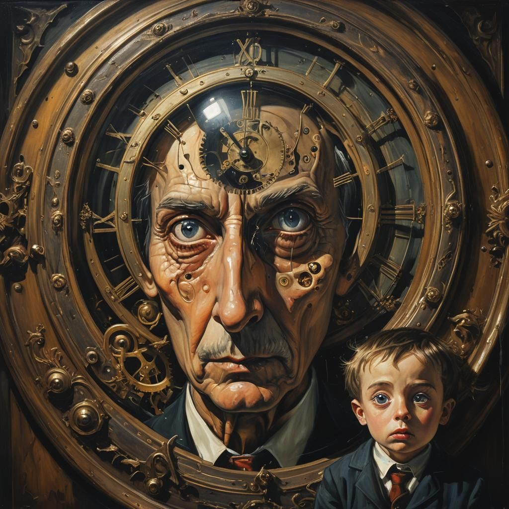 Surreal Grandfather Clock Watches Child Age