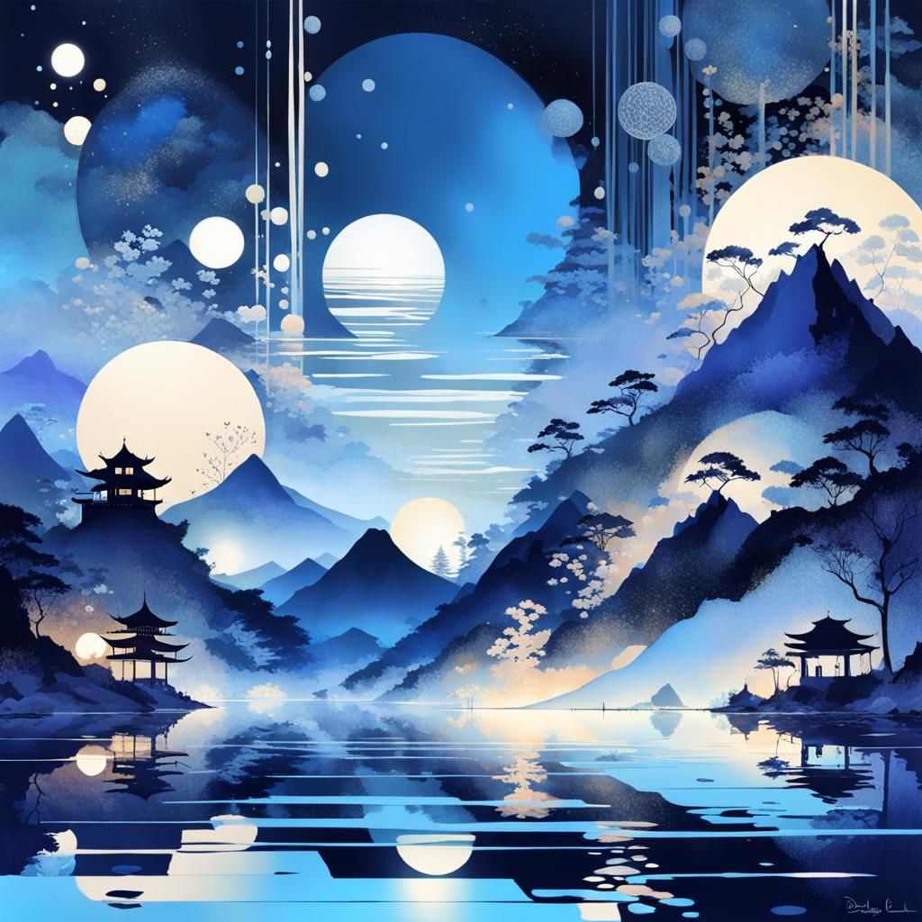 Abstract Moonlight Cascades Through Galaxies