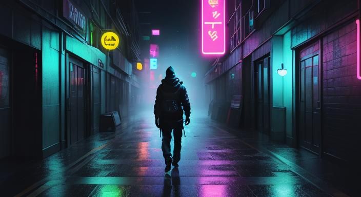 Vibrant Neon Cityscape with Glowing 'Live' Sign