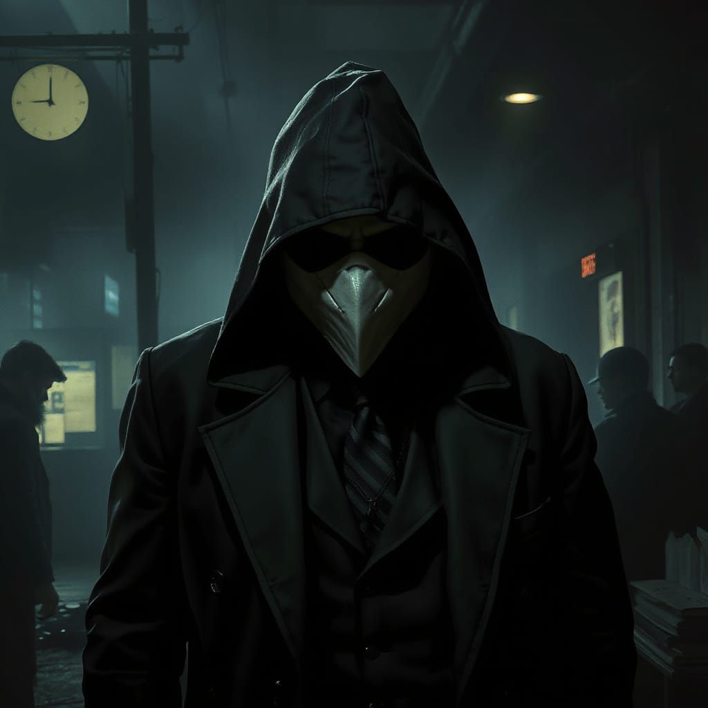 Mysterious Figure in Film Noir Style