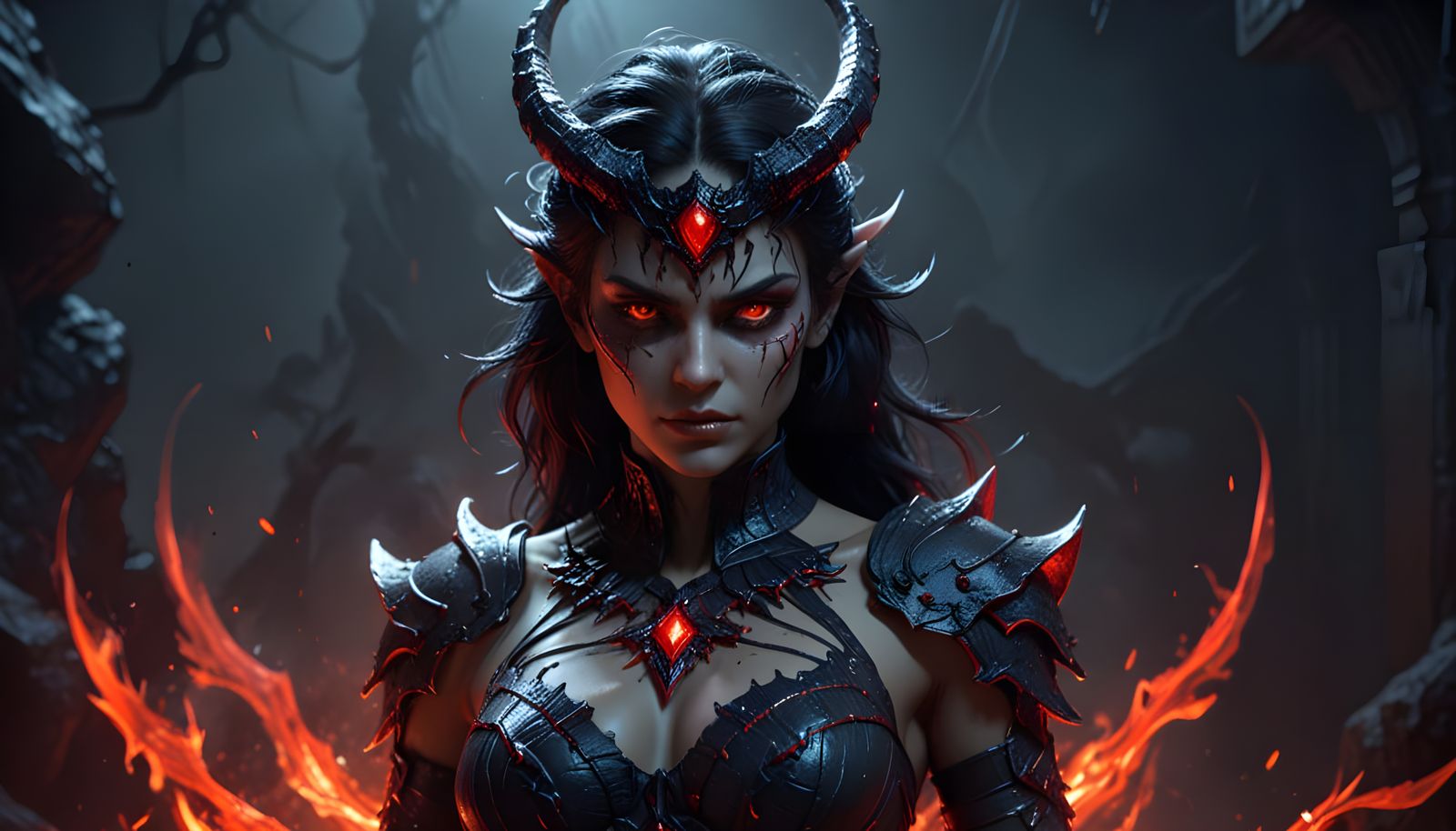 Sexy Demon Goddess Illuminated by Dark Matter