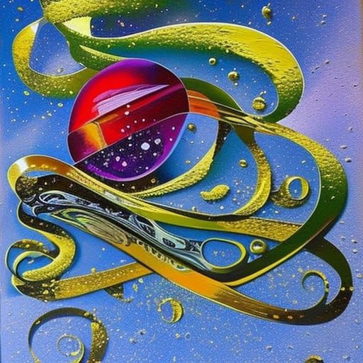 Acrylic Gouache Painting of Muscular Man with Jack Daniel's