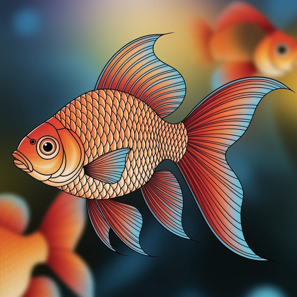 Stained Glass Goldfish in Vibrant Hues