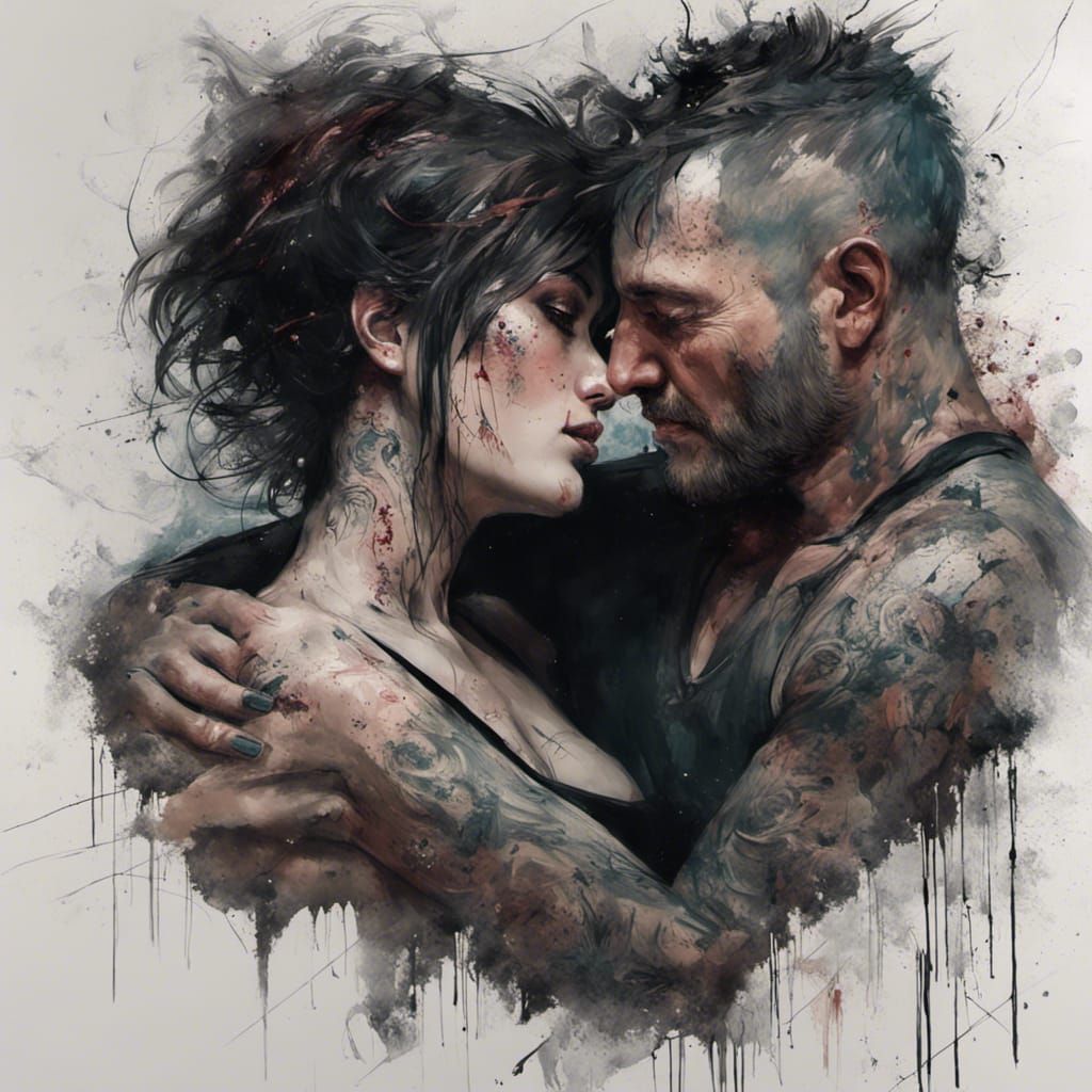 Passionate Embrace: Dark Romance in Speedpaint Style
