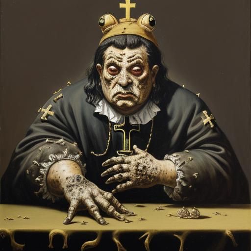 Catholic Saint with Toad, in Goya Style
