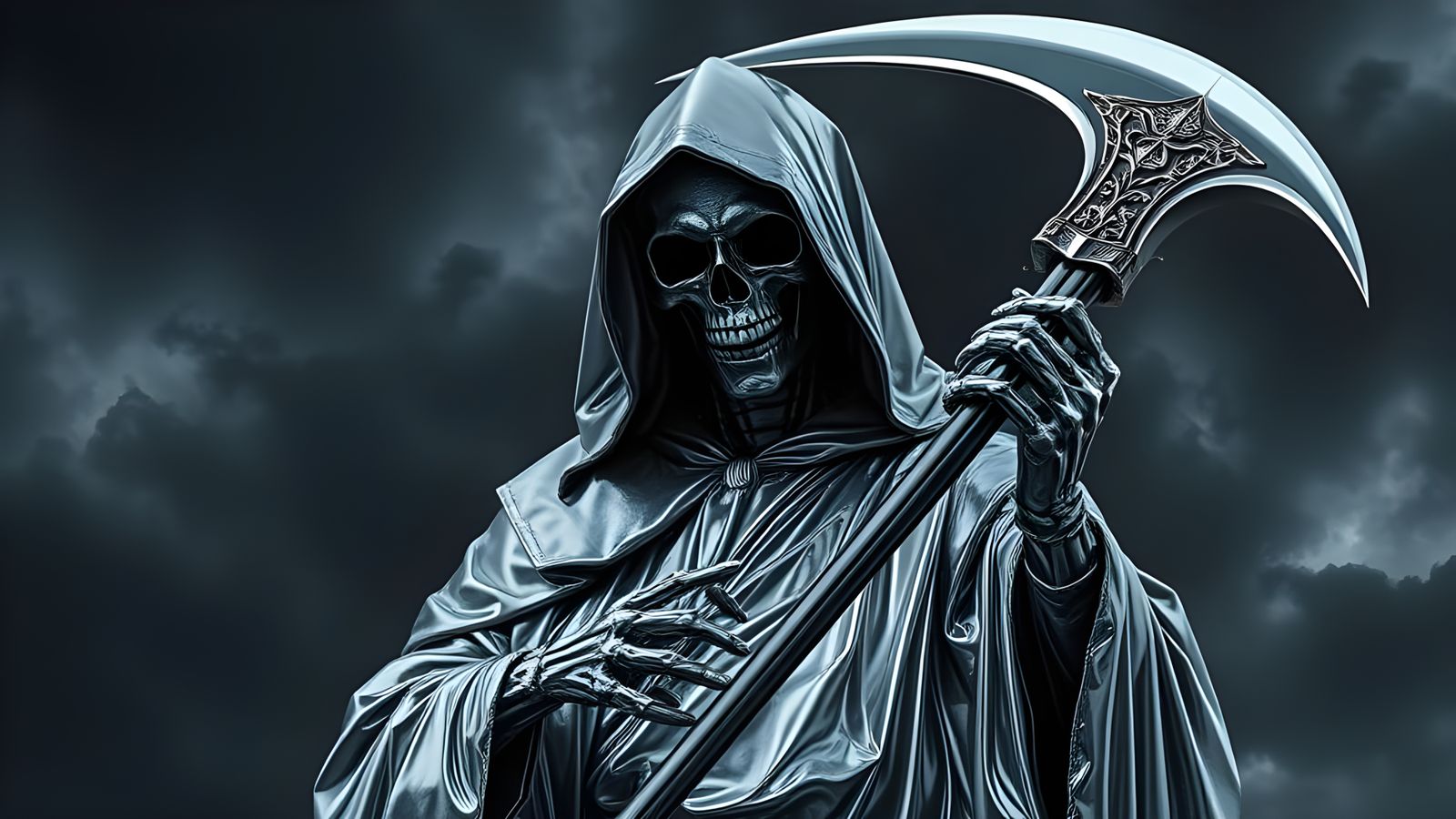 Grim Reaper in Lustrous Chrome Armor