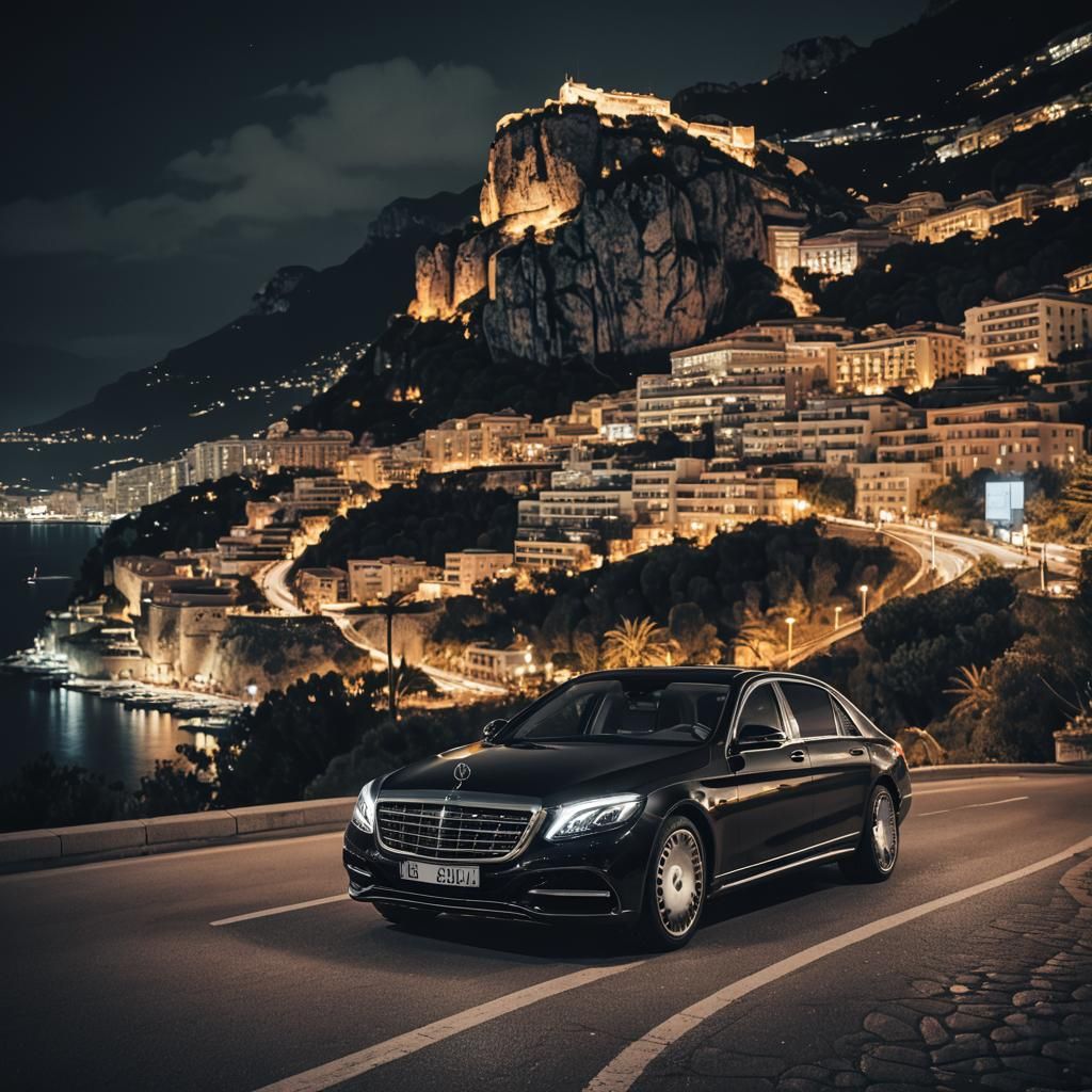 Mercedes Maybach 2650 in Monaco at Night