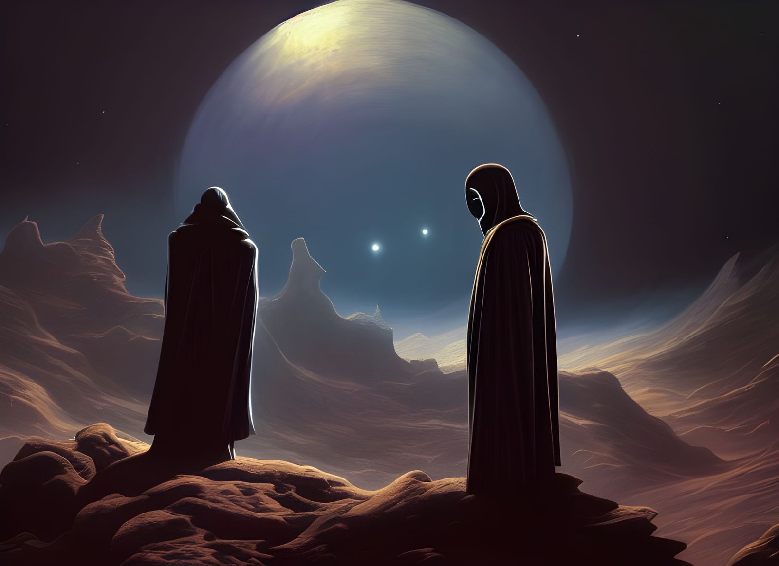 Surreal Horror Landscape with Grim Reaper, Digital Art