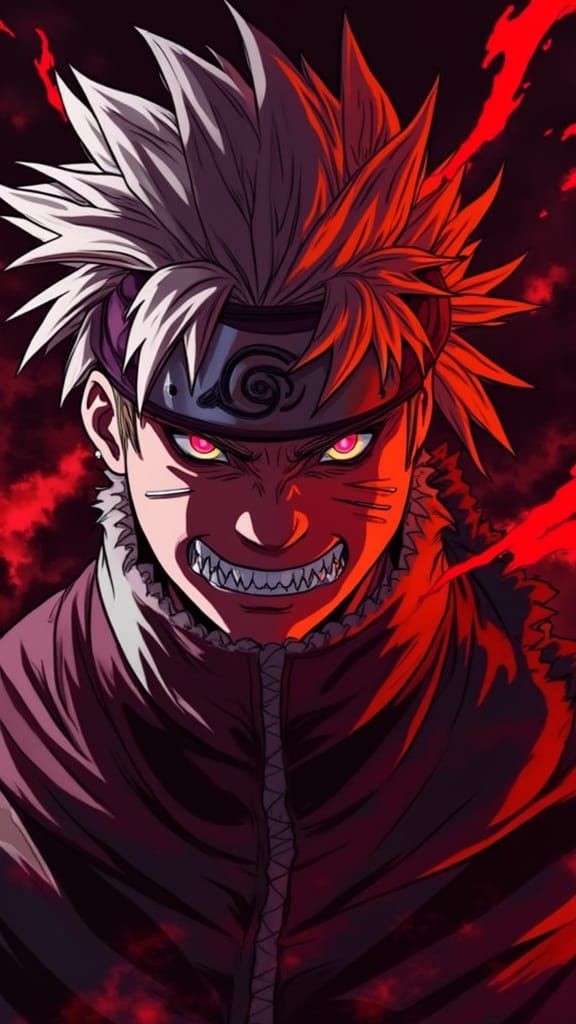Fierce Naruto in Demon Mode Illustration