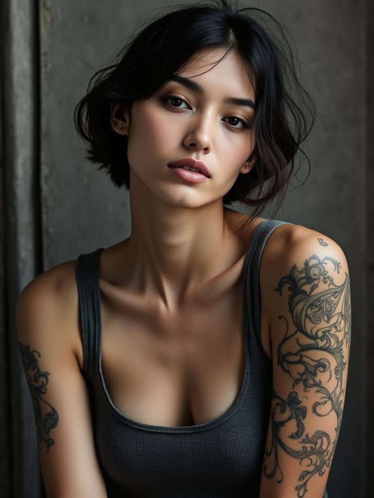 Surreal Portrait of a Confident Beauty in Golden Light