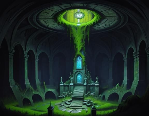 Cleric's Descent: A Surreal Oil Painting