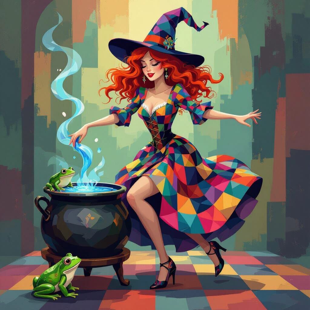 Red-Haired Witch's Cubist Cauldron Dance