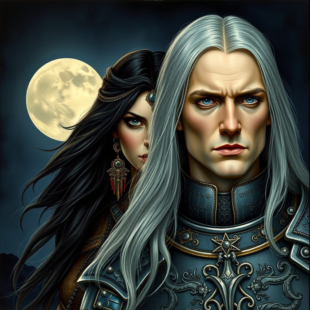 Mystical Encounter in Pre-Raphaelite Style