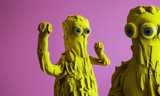 Yellow Mud Monster in Pink Room