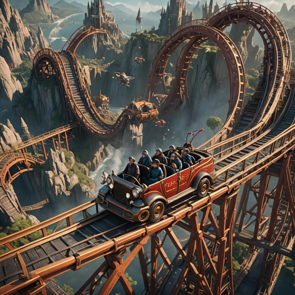 Catapult Roller Coaster in Fantasy Concept Art