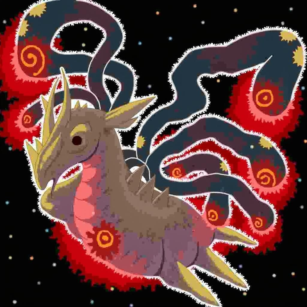 Origin Forme Giratina in Dark Fantasy Landscape