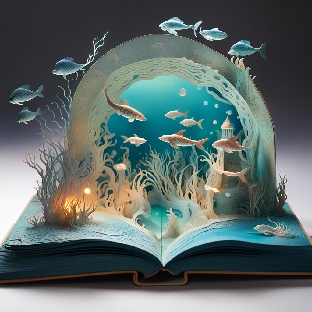 Surreal Mermaids in 3D Pop-Up Book