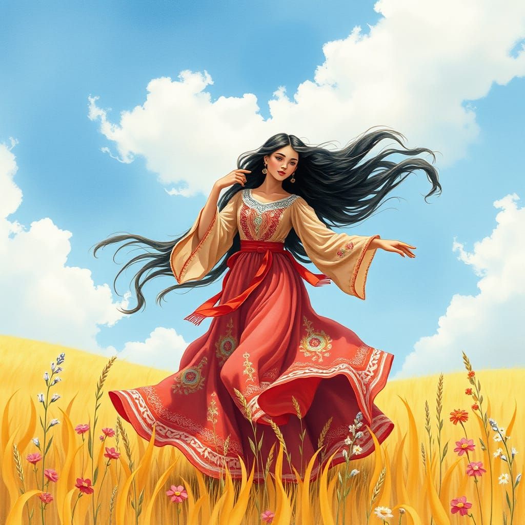 Romani Woman in Dreamy Watercolor