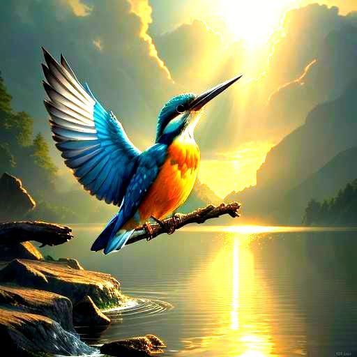 Kingfisher in Morning Light: Digital Matte Painting
