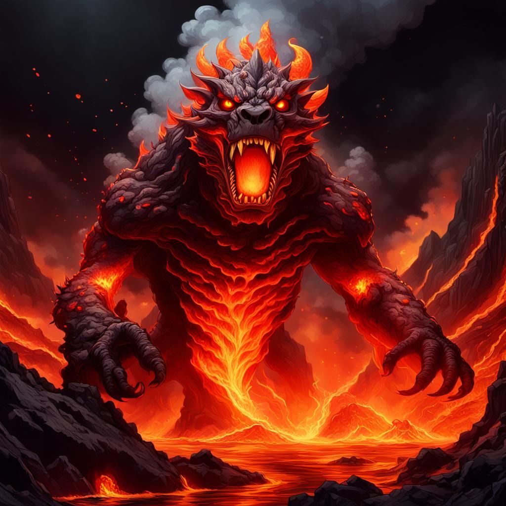 Infernal Lava Beast Rises from Fiery Abyss