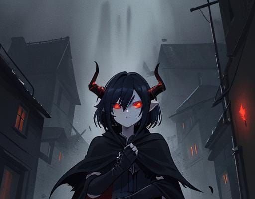 Red-Skinned Tiefling Rogue Assassin with Broken Horn