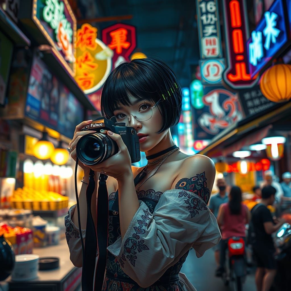 Cyberpunk Photographer Captures Bangkok Night Market