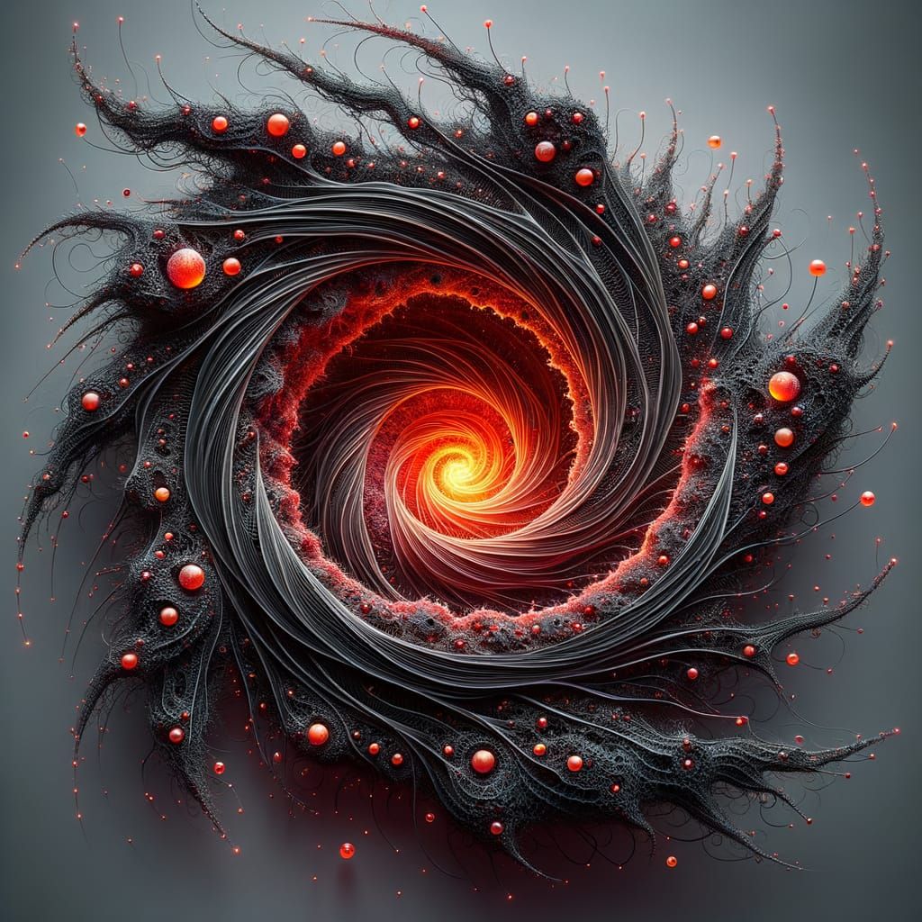 Fiery Vortex with Cyberpunk Tendrils