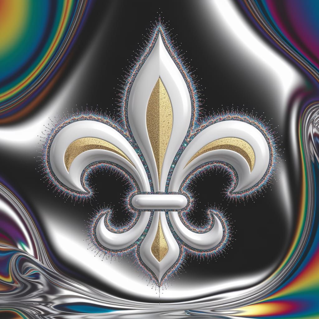 Glimmering Fleur de Lis Design in Sparkling Water Effect