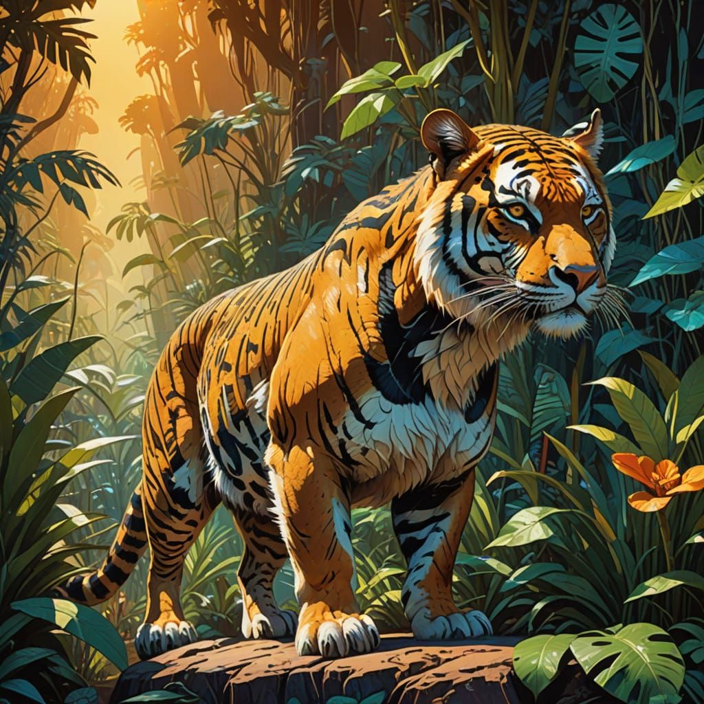 Vibrant, Hyperrealistic Exotic Animals in a Dynamic Landscap...