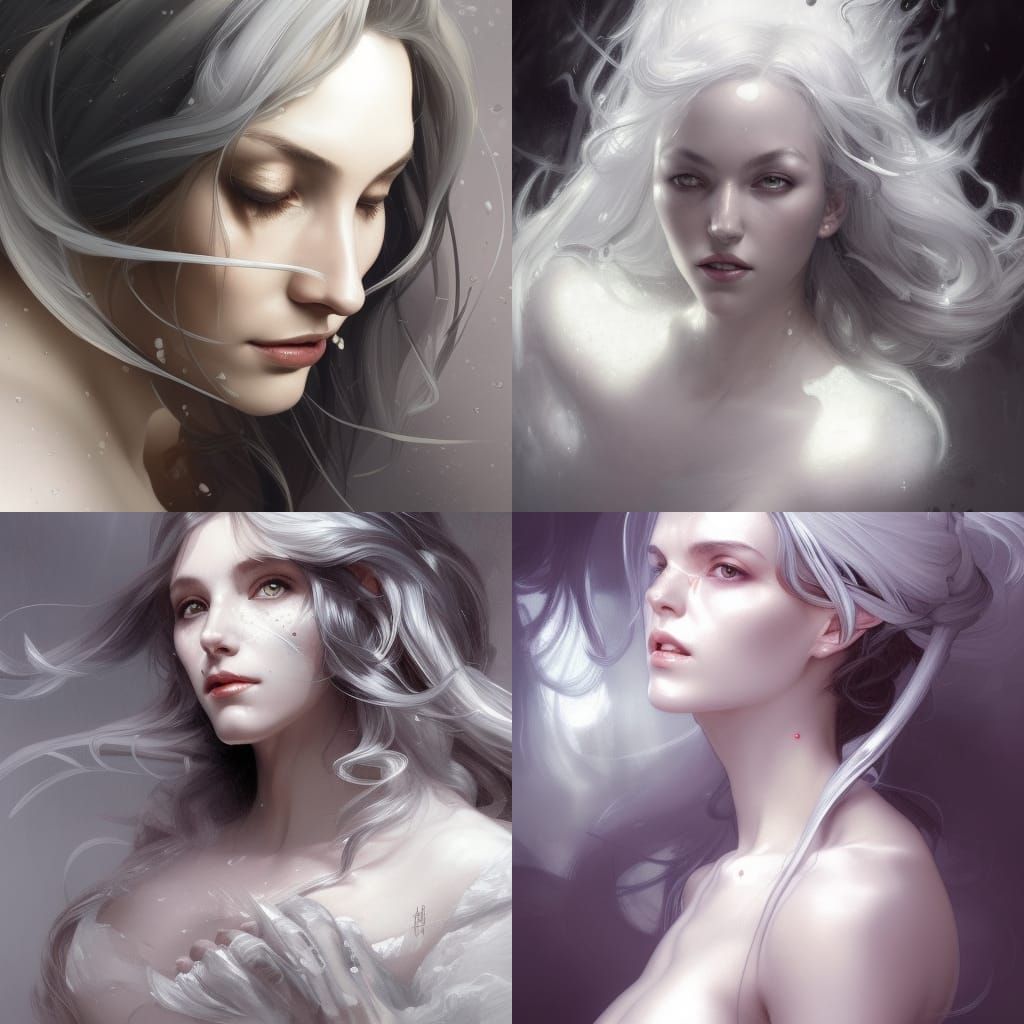 Magical Silver Witch Portrait in Hyperdetailed Style