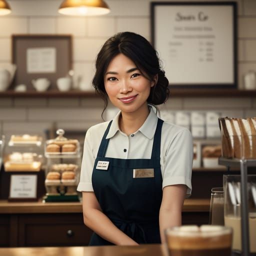 Beautiful Cafe Worker Portrait in Natural Light