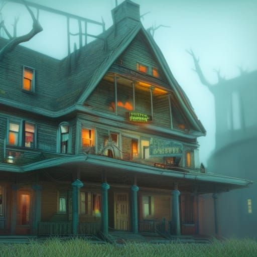Haunted Motel in Detailed Matte Painting Style
