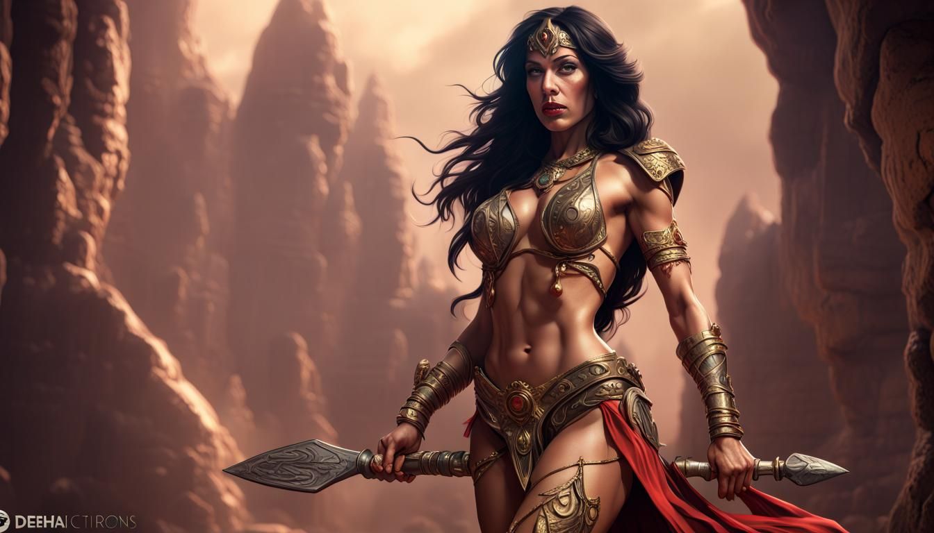 Hyperrealistic Pinup of Dejah Thoris in Academic Art Style