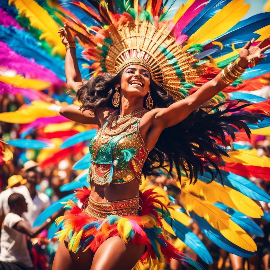 Vibrant Carnival Dancer in Rio: Dynamic Street Photography