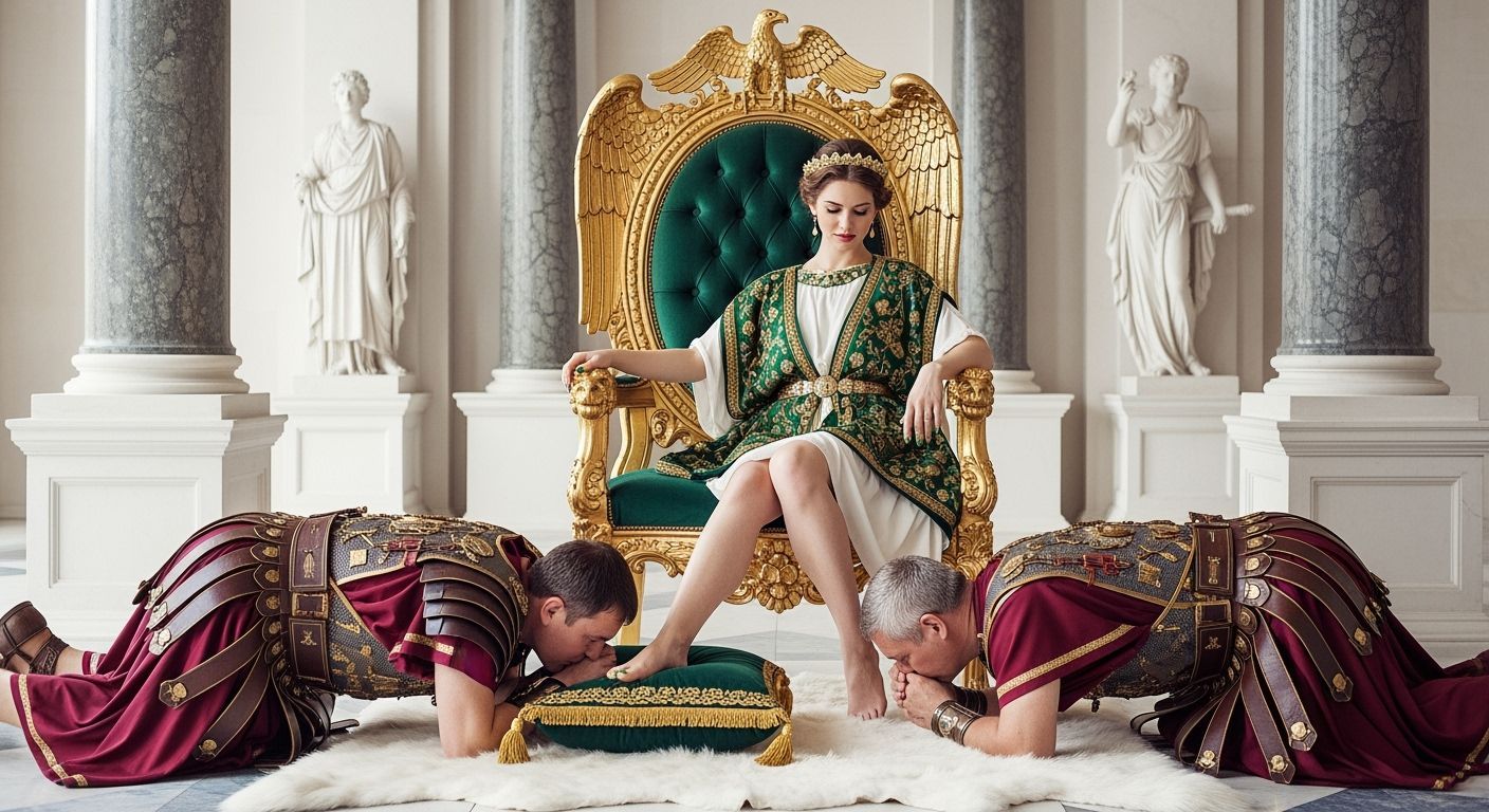 Regal Roman Empress on her Imperial Throne