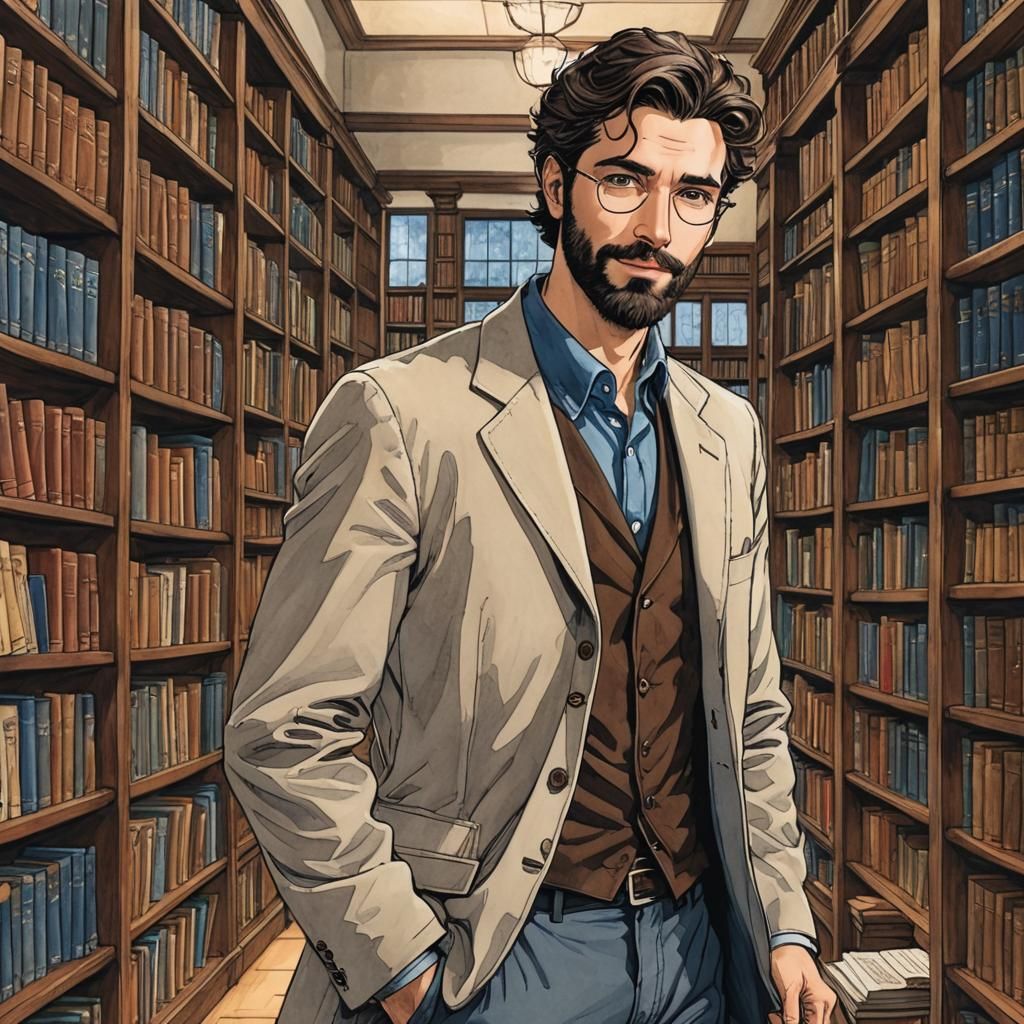 Charming Harvard Professor in Modern Fantasy Style