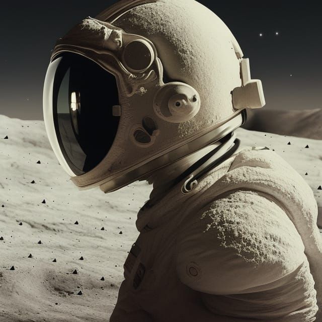 Astronaut Helmet on the Moon: Sci-Fi Matte Painting