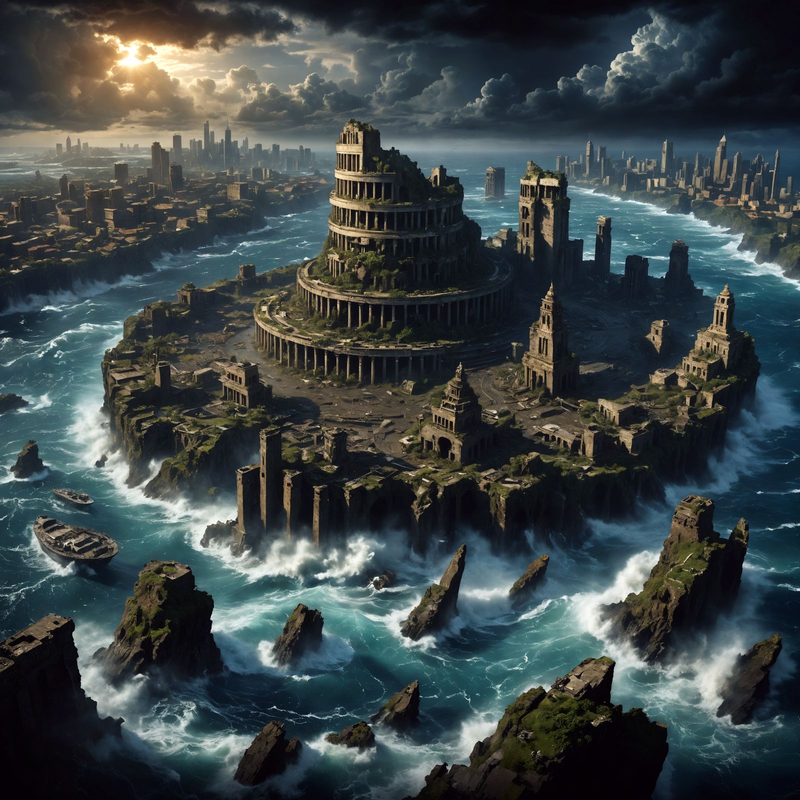 Atlantis Destruction: Dramatic Rendering of Pluto's Tale