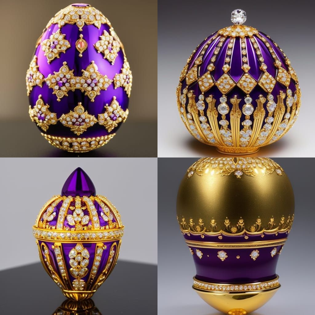 Royal Purple Fabergé Egg in Impressionistic Style