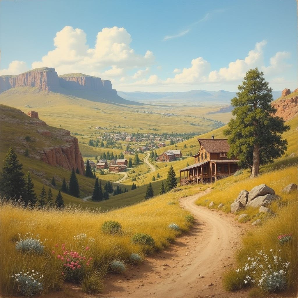 Idyllic Frontier Town in Golden Light