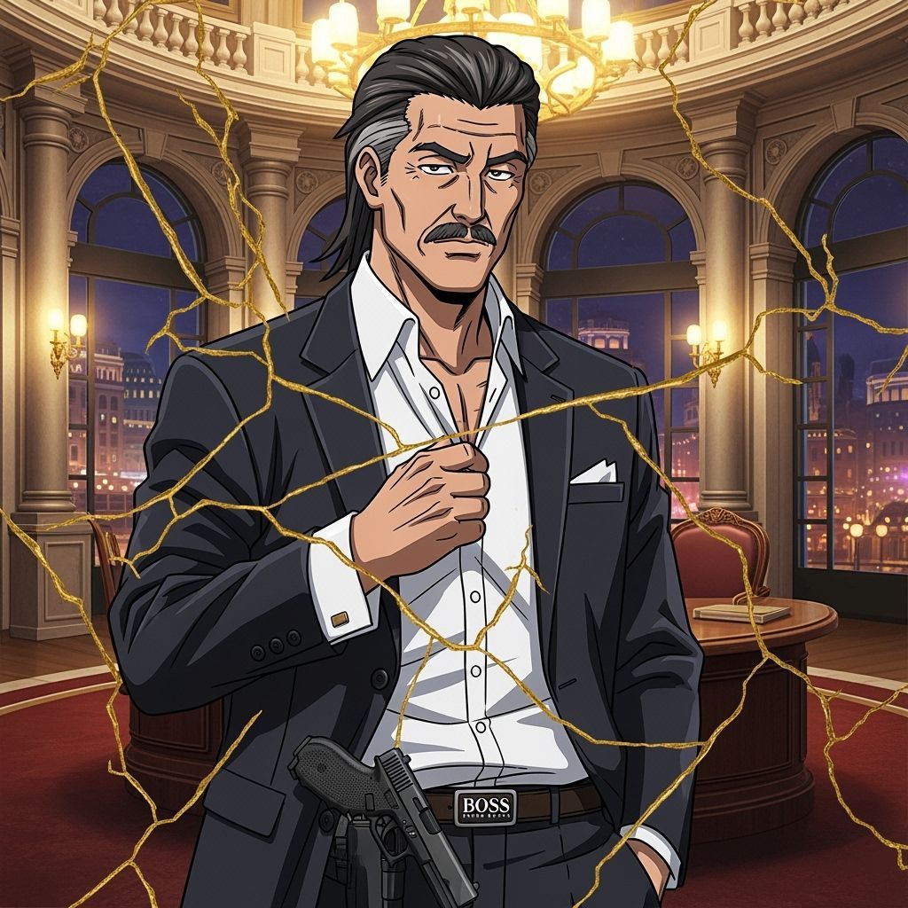 Daisuke Shibata, Japanese yakuza, fifties, fit, thick dark h...