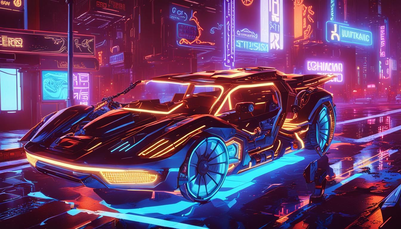 Cyberpunk Robot Dragon Battle in Neon Cityscape