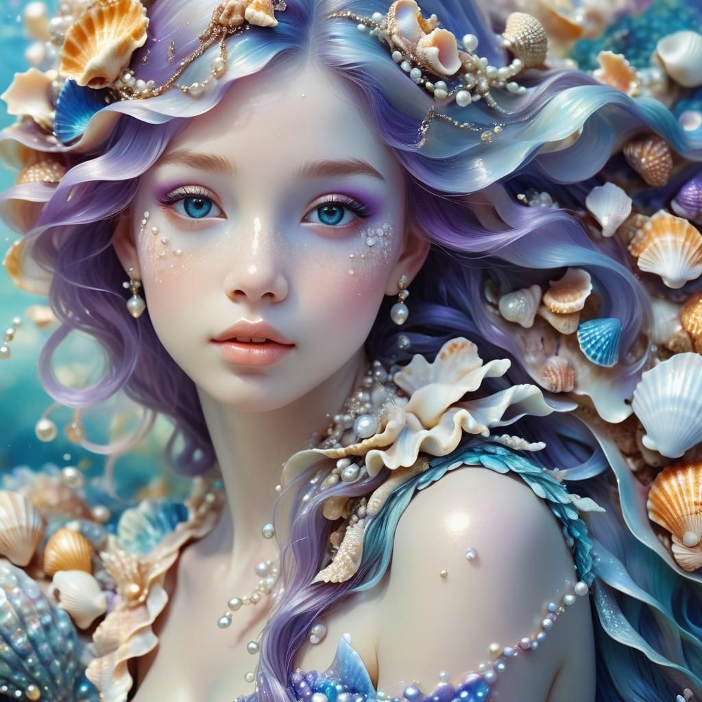 Pastel Mermaid Portrait in Fantasy Style