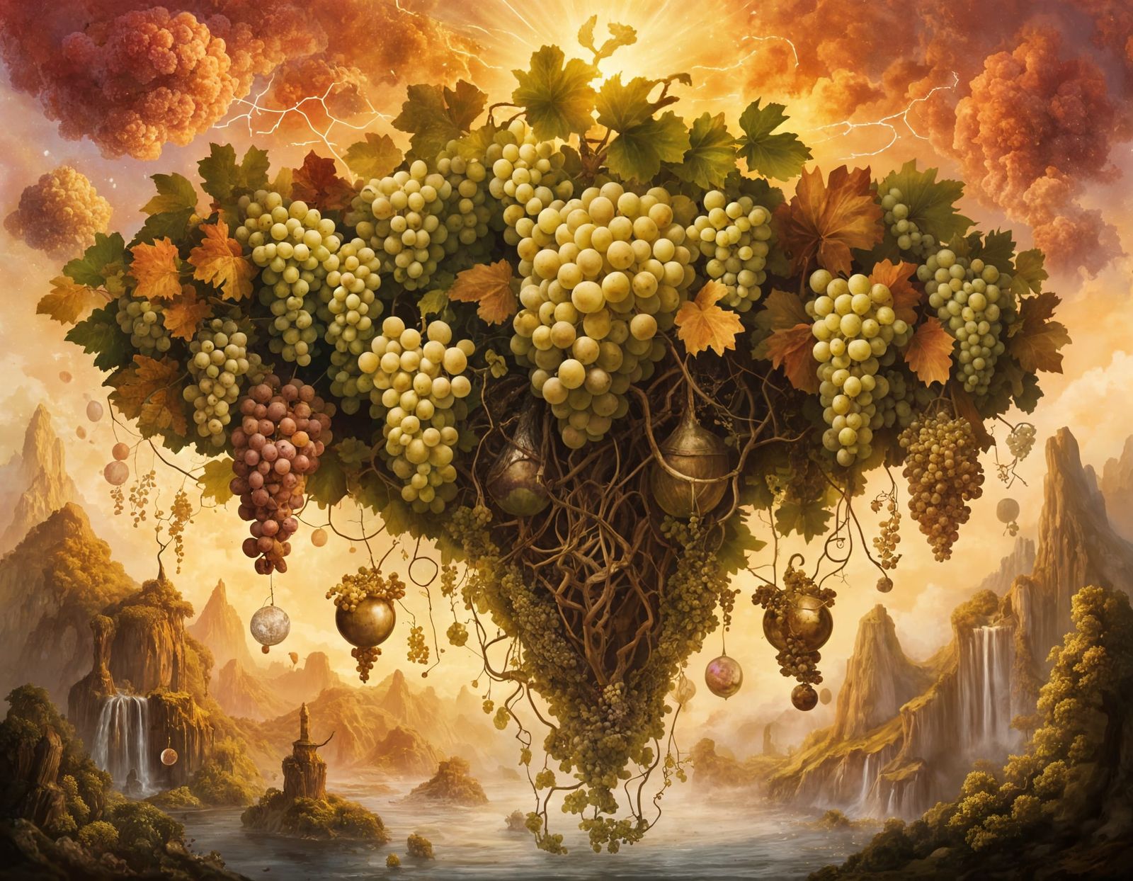 Surreal Vineyard in Golden Hour Elegance