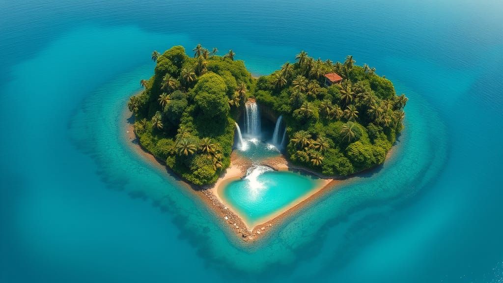 Aerial view of a Heart Island