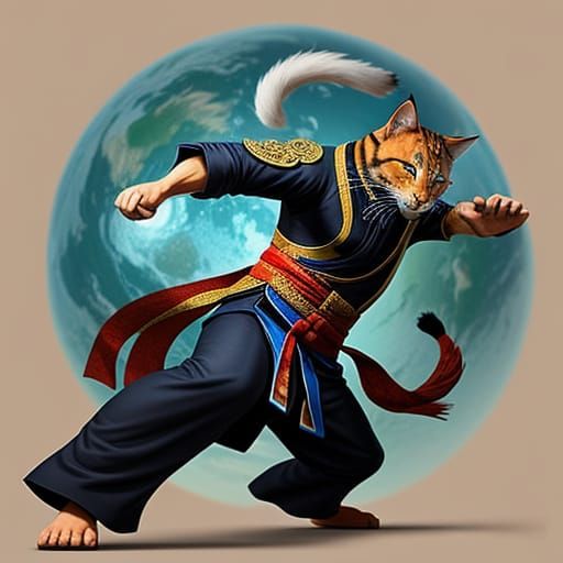 Hyper Realistic Kung Fu Kitty Defends Justice
